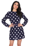 Navy Polka Dot Crochet Waist Skater Dress