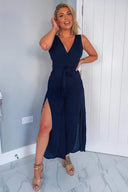 Navy Split Leg Jumpsuit