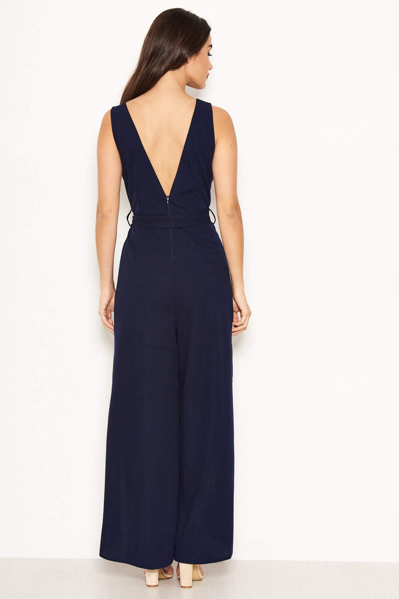 Navy Split Leg Jumpsuit