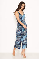 Navy Strappy Tropical Jumpsuit