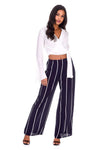 Navy Striped Flair Trousers