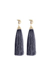 Navy Tassel Gold Stud Earrings