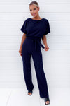 Navy Tie Waist Jumpsuit