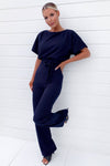 Navy Tie Waist Jumpsuit