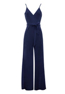 Navy Wide Leg Thigh Split Jumpsuit