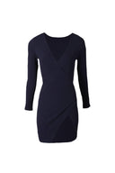 Navy Wrap Thigh Split Dress