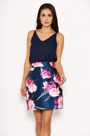 Navy 2 in 1 Floral Dress