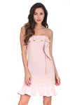 Nude Bandeau Frill Detail Dress