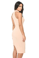 Blush High Neck Asymmetric Bodycon Dress