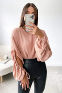 Nude Key Hole Sleeve Blouse