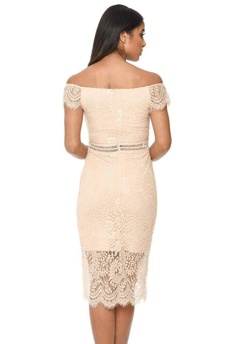 Pink Lace Bodycon Dress With Notch Front