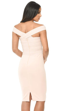 Nude Midi Dress With Bandage Top