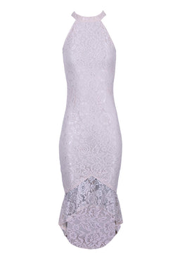 Nude Racer Neck Fishtail Dress