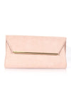 Nude Suede Clutch with Gold Detail