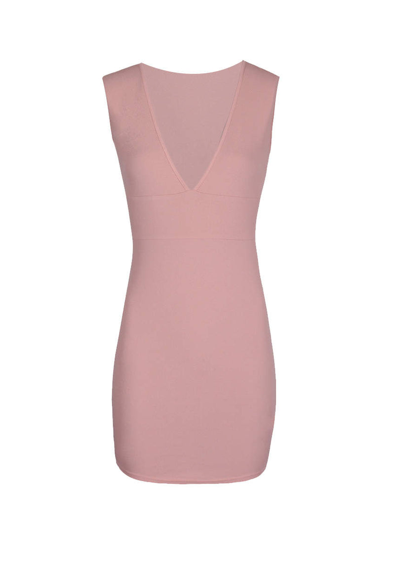 Nude V-Front Bodycon Dress