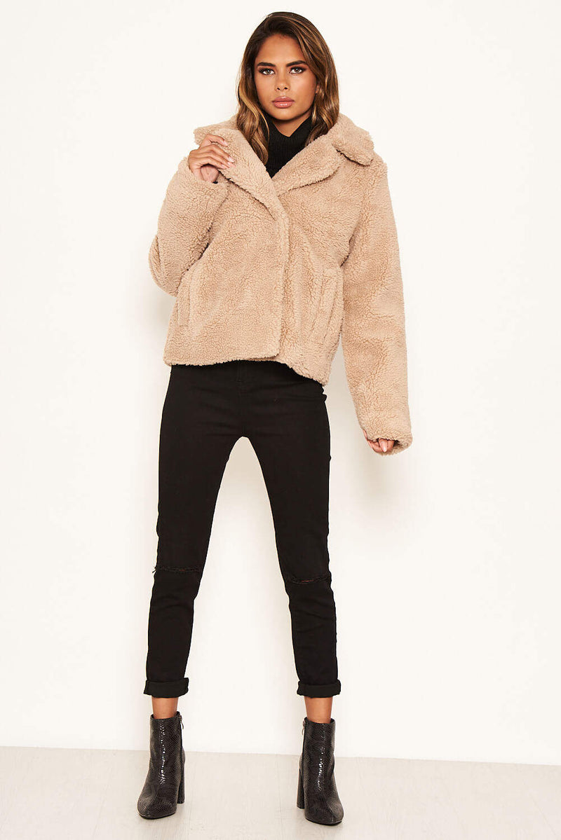 Oatmeal Teddy Faux Fur Short Coat