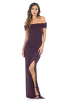 Plum Off The Shoulder Slinky Maxi Dress