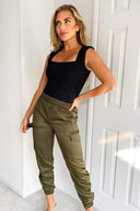Olive Silky Cargo Pants