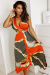 Orange Chain Print Maxi Dress