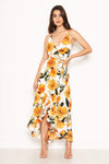 Orange Floral Strappy Maxi Dress