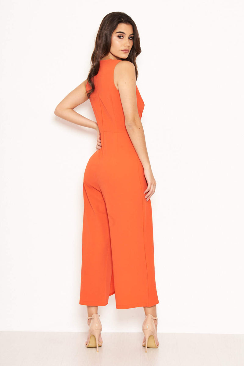 Orange Front Knot Jumpsuit