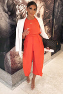 Orange Front Knot Jumpsuit