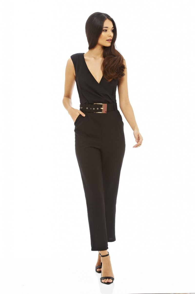Belted Sleeveless Jumpsuit