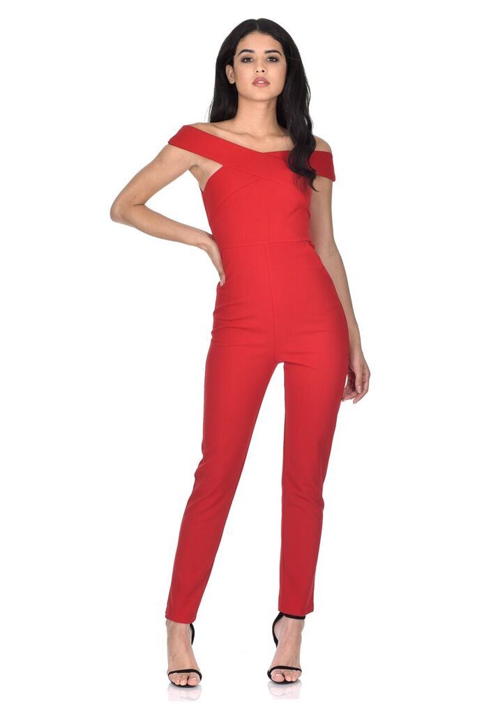 Red Cross Off The Shoulder Jumpsuit