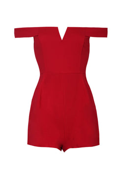 Red Notch Front Playsuit