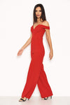 Red Strappy Off The Shoulder Jumpsuit