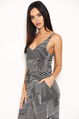 Printed Jumpsuit With Tie Waist