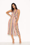 Stripe Halterneck Culotte Jumpsuit