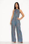 Multi Pleated Stripe Jumpsuit