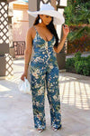 Duck Egg Printed Satin Jumpsuit