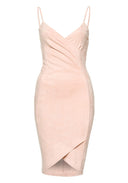 Pink Wrap Front Suede Dress