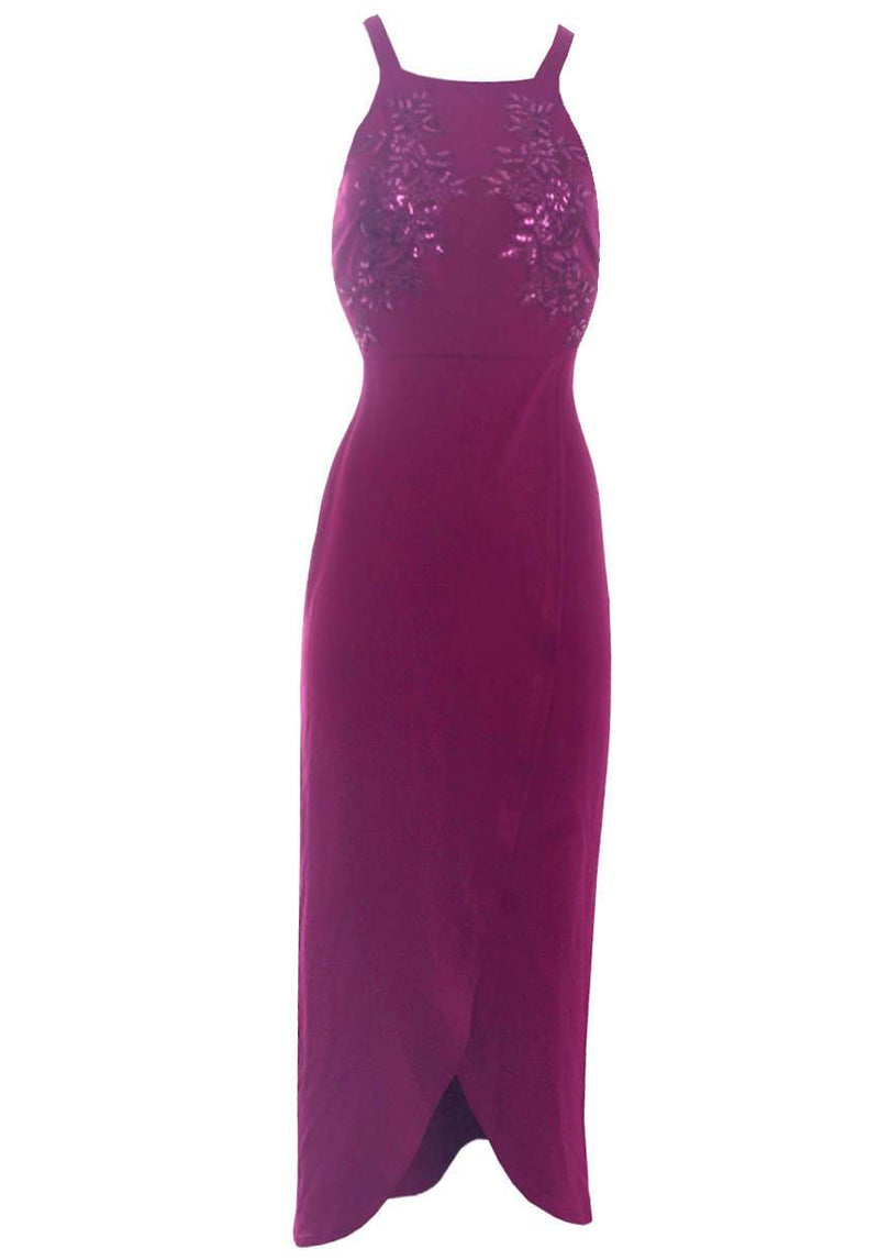 Plum Sequin Maxi Dress