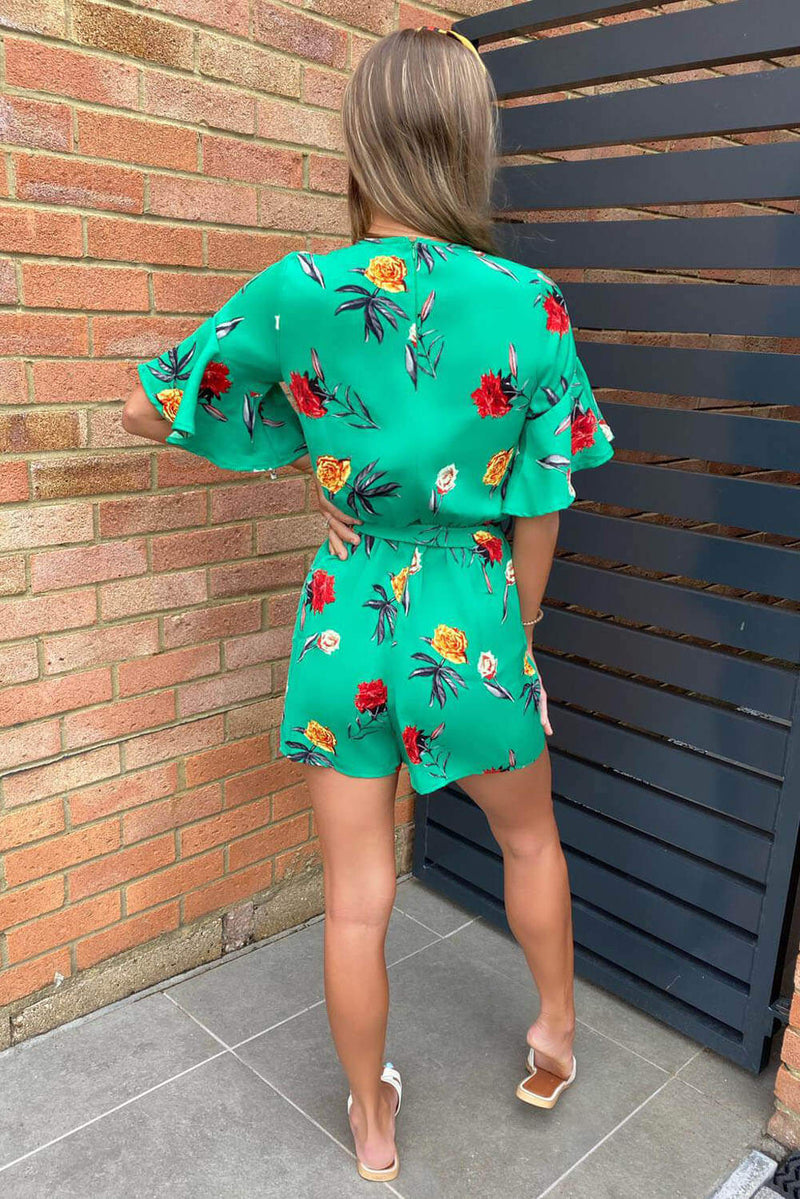 Printed Green playsuit