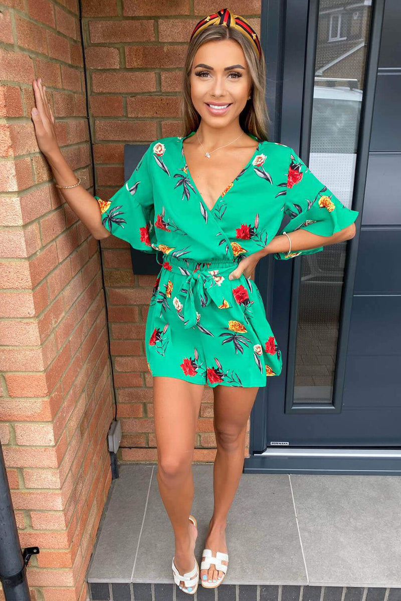 Printed Green playsuit