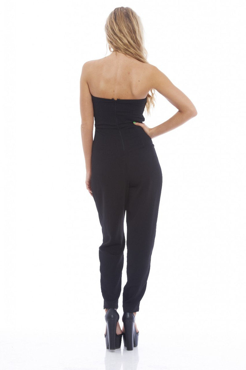 Plain Plunge Front Boobtube Jumpsuit