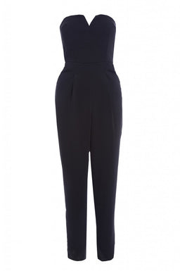 Plain Plunge Front Boobtube Jumpsuit