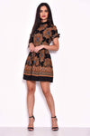 Paisley Skater Dress With Frill Detail