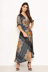 Paisley Tie Waist Wrap Maxi Dress