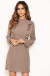 Pewter High Neck Ruffle Dress