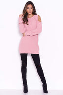 Pink Chenille Jumper With Cold Shoulder