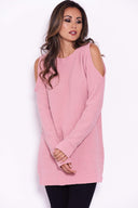 Pink Chenille Jumper With Cold Shoulder