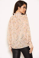 Pink Ditsy Floral Sheer Blouse