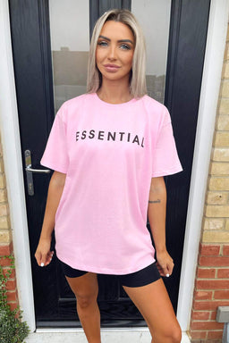 Pink Essential Slogan Oversized Tee