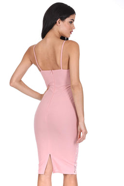 Pink Floral Midi Crochet Dress