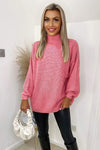 Pink High Neck Knitted Jumper