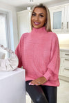 Pink High Neck Knitted Jumper